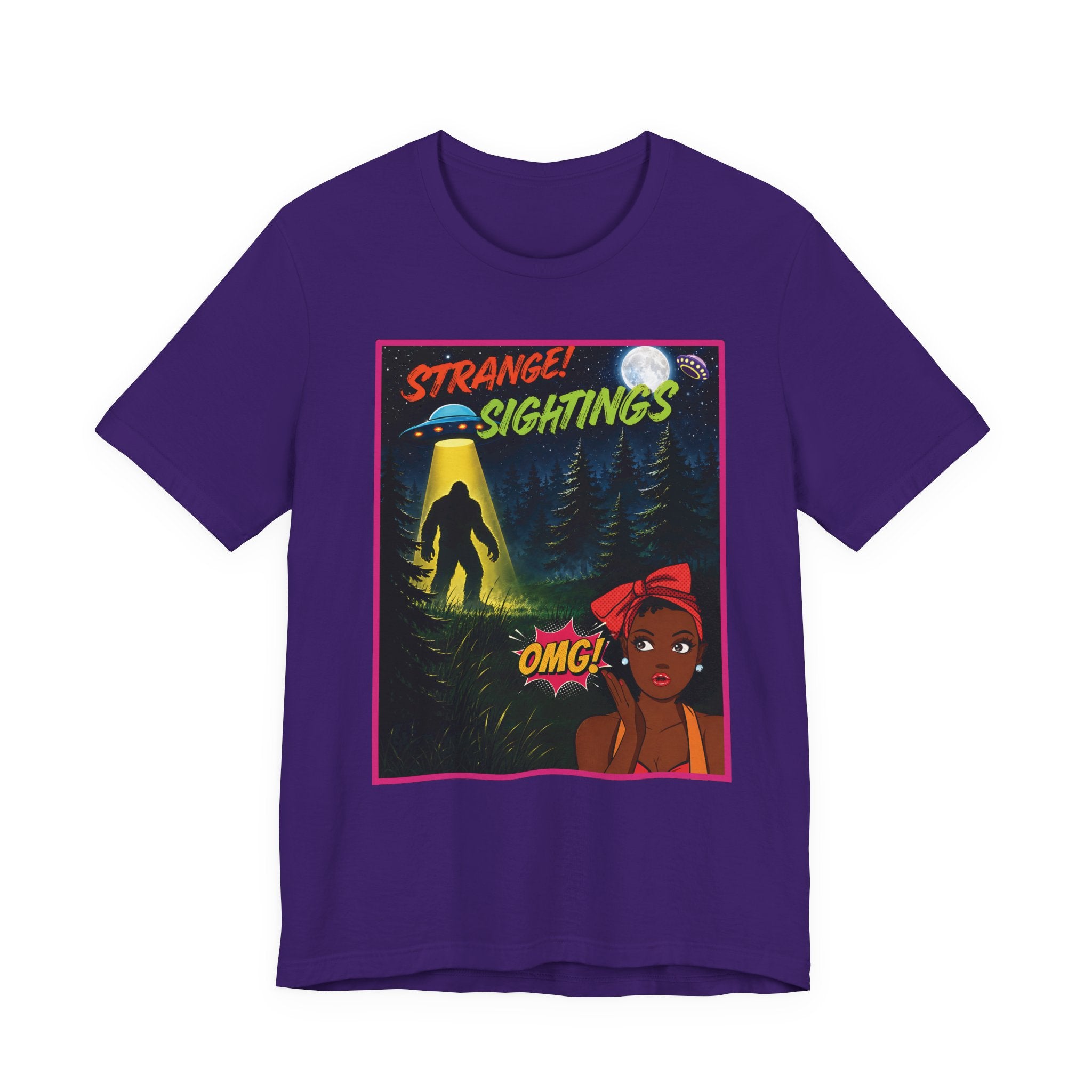 Retro 1950s UFO Bigfoot Alien Abduction T-Shirt - Vintage Sci-Fi Comic Book Graphic Tee"