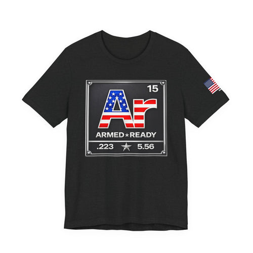 Armed & Ready Flag T-Shirt — .223 / 5.56 Patriotic Ammo Tee