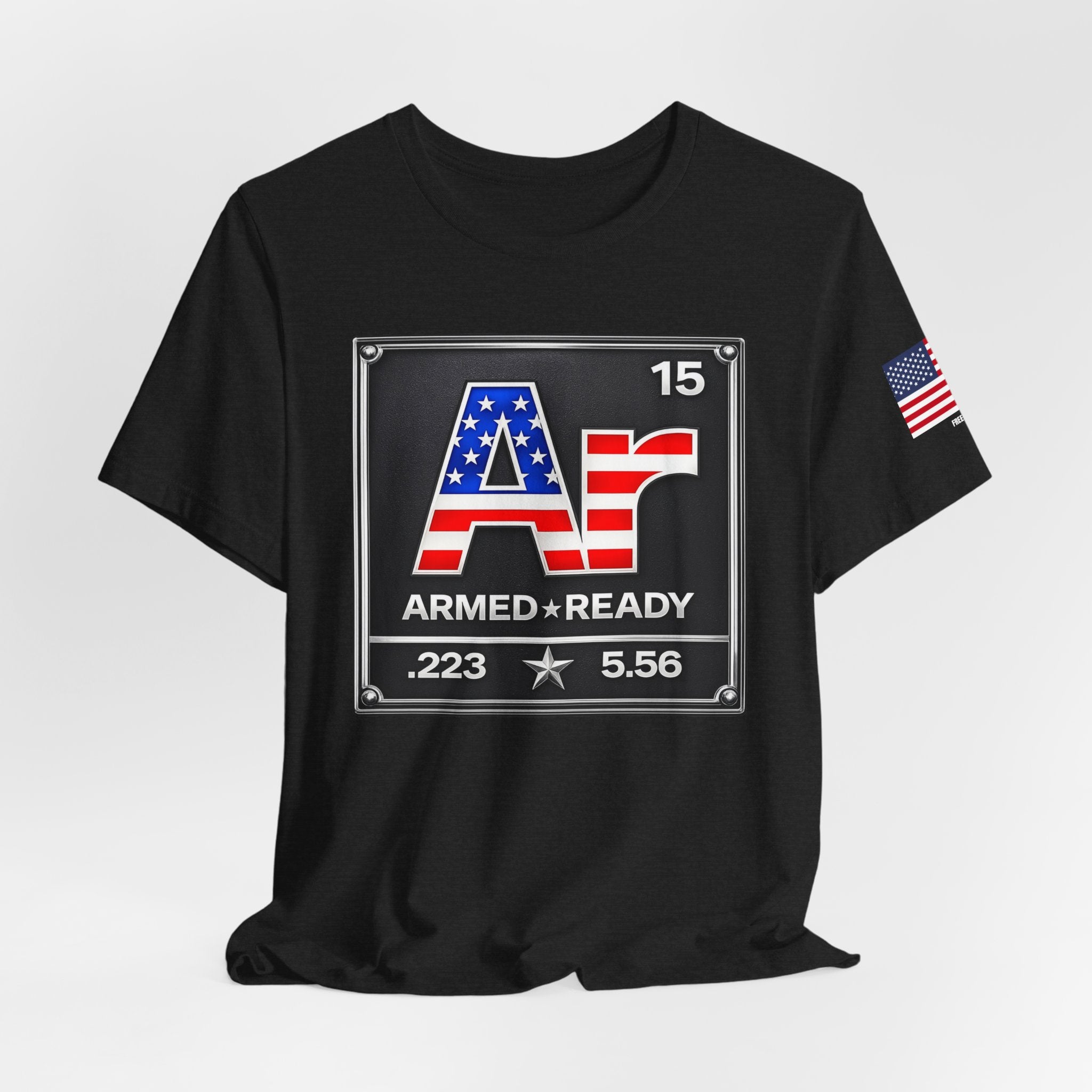 Armed & Ready Flag T-Shirt — .223 / 5.56 Patriotic Ammo Tee