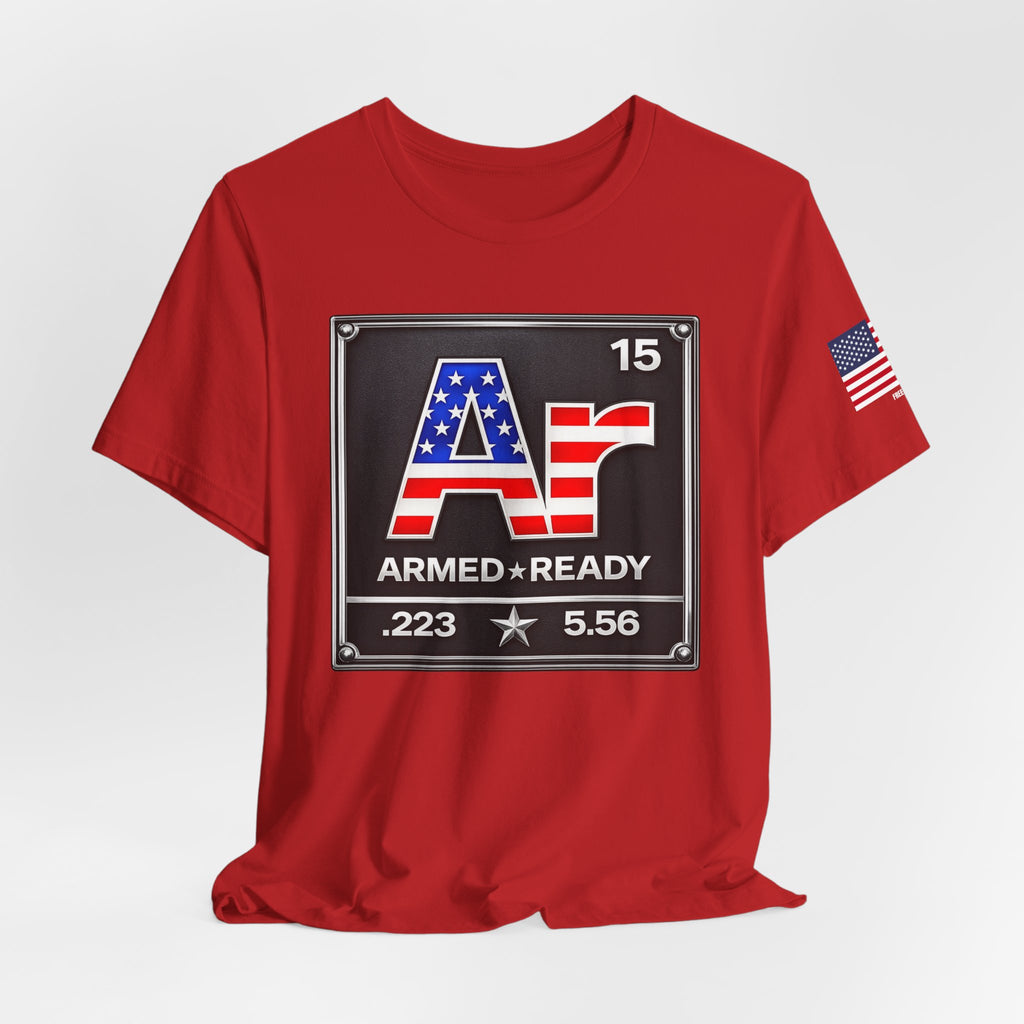 Armed & Ready Flag T-Shirt — .223 / 5.56 Patriotic Ammo Tee