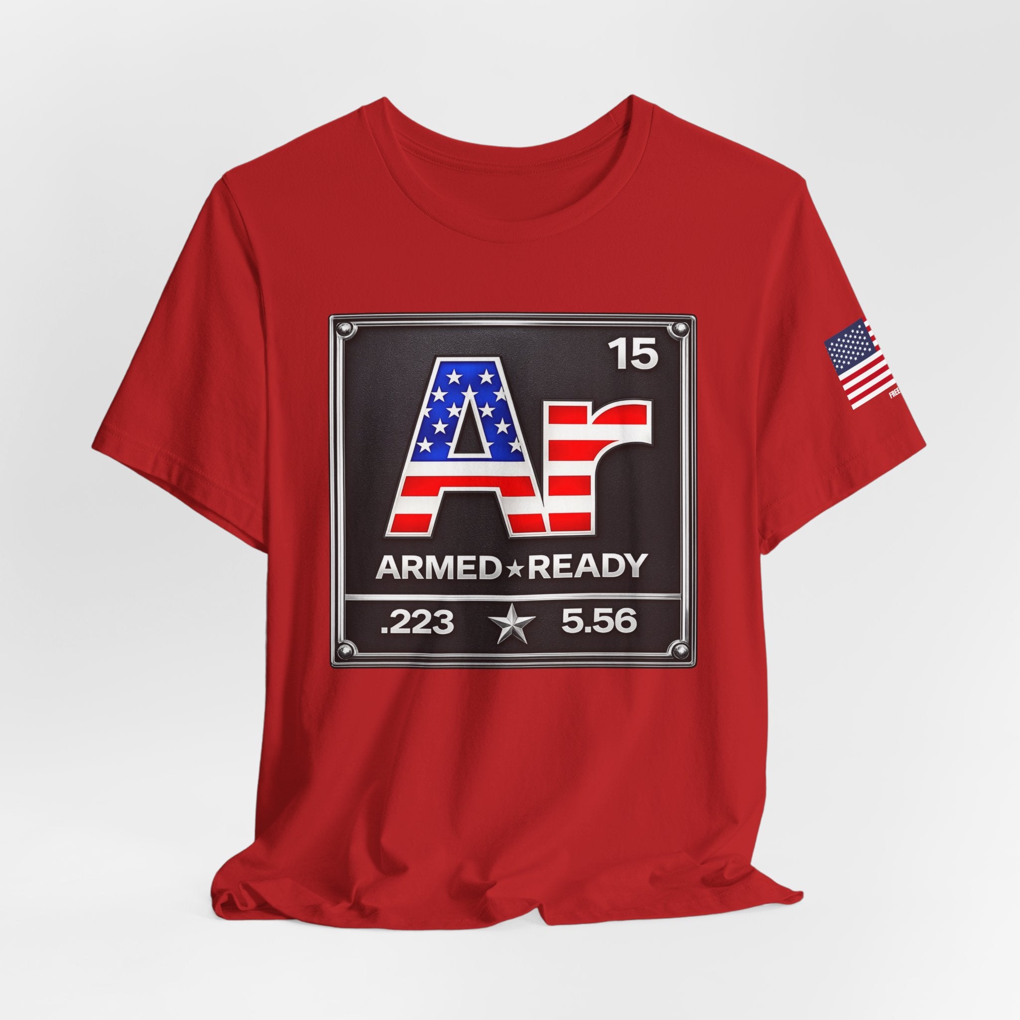 Armed & Ready Flag T-Shirt — .223 / 5.56 Patriotic Ammo Tee