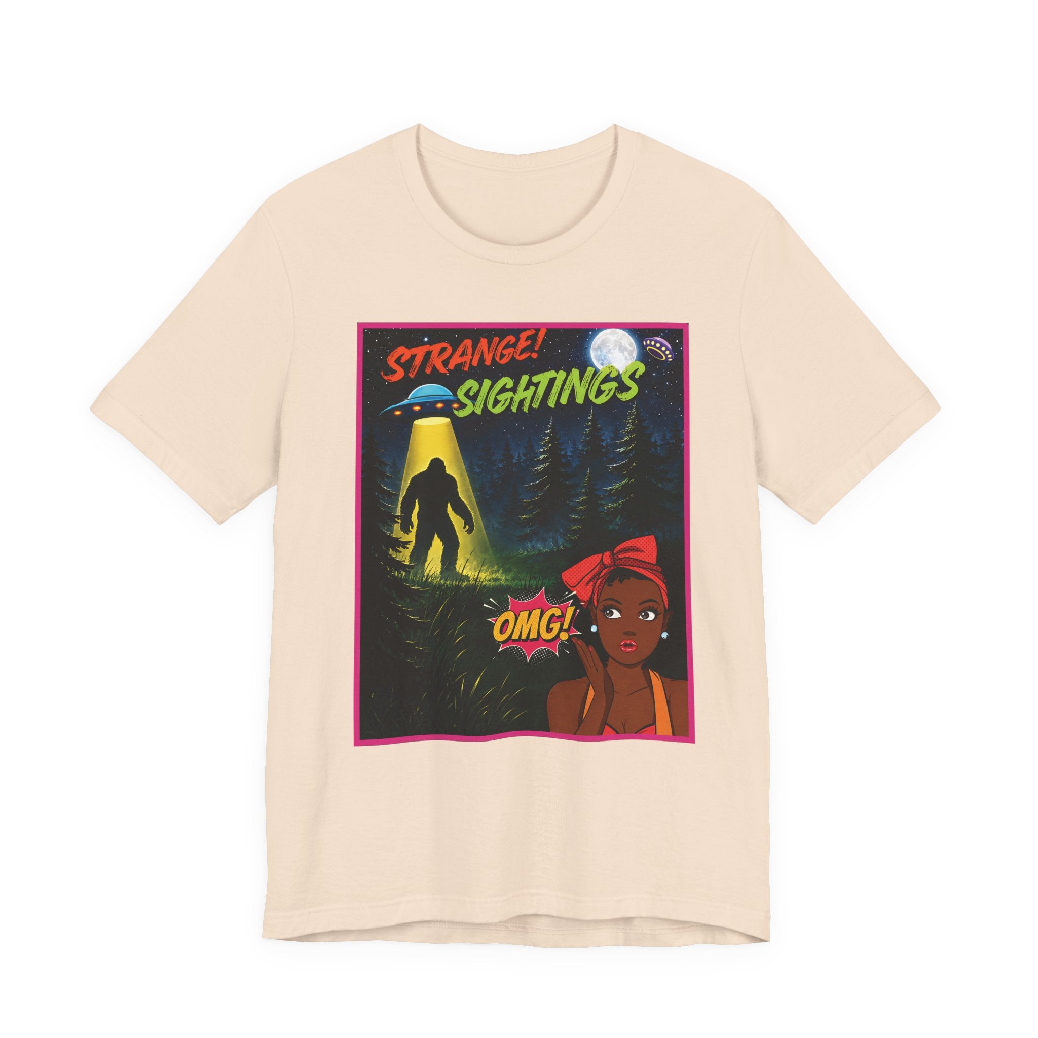 Retro 1950s UFO Bigfoot Alien Abduction T-Shirt - Vintage Sci-Fi Comic Book Graphic Tee"