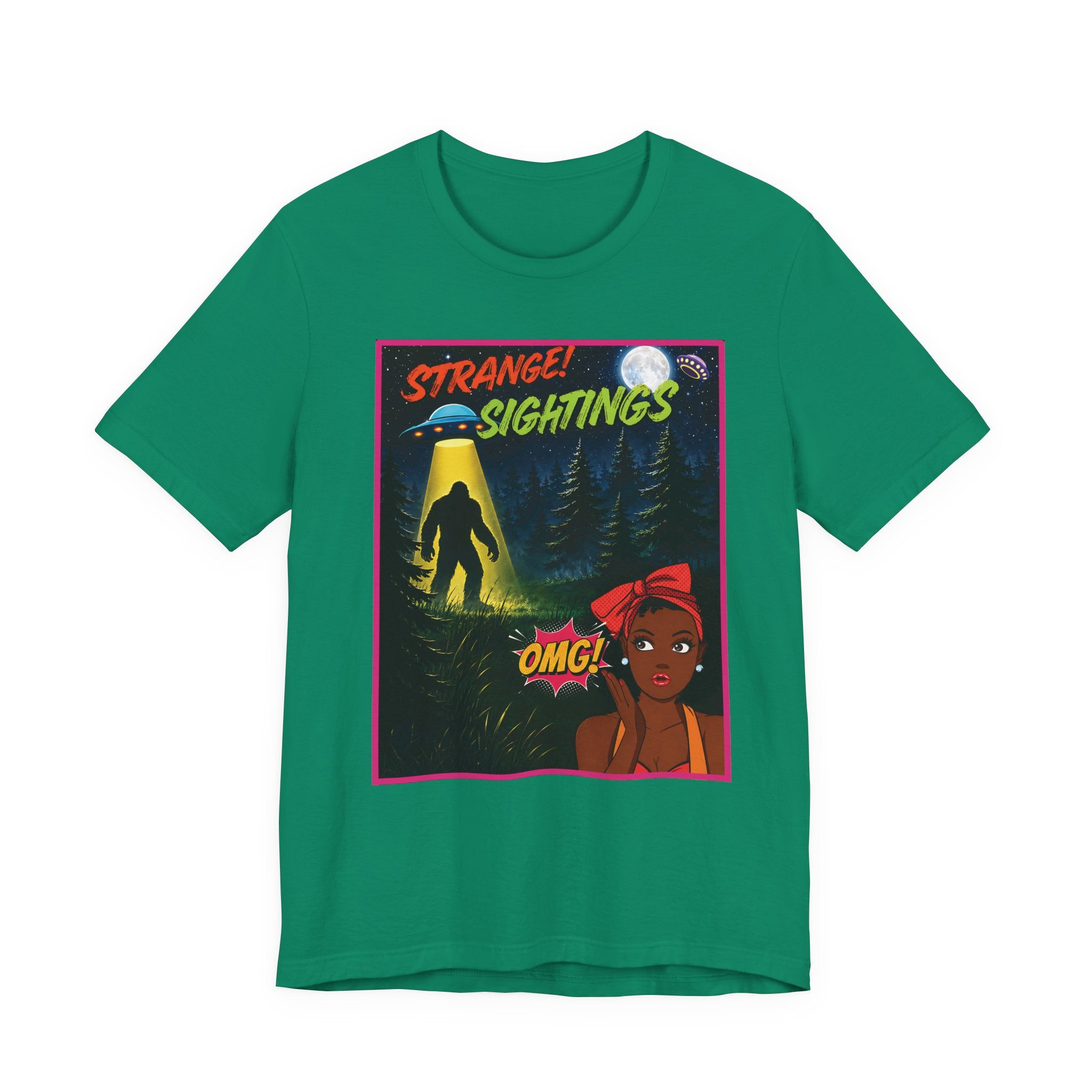 Retro 1950s UFO Bigfoot Alien Abduction T-Shirt - Vintage Sci-Fi Comic Book Graphic Tee"