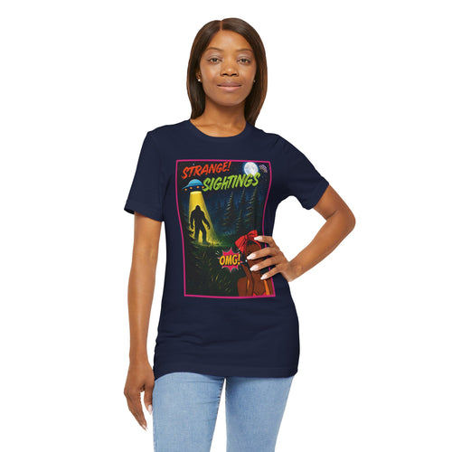 Retro 1950s UFO Bigfoot Alien Abduction T-Shirt - Vintage Sci-Fi Comic Book Graphic Tee"