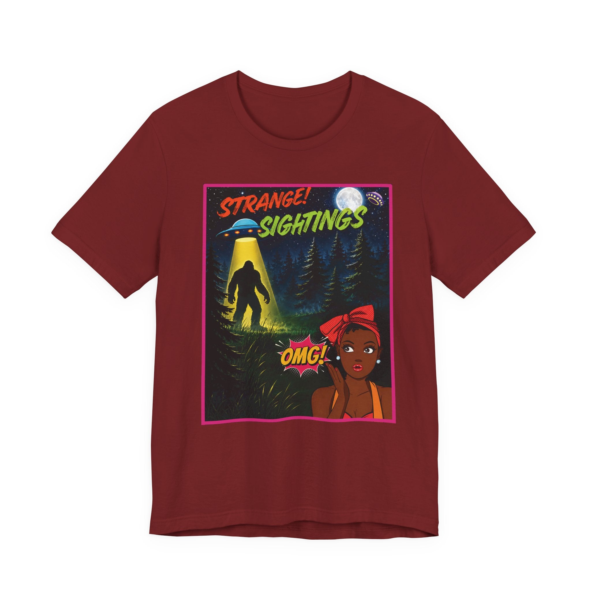 Retro 1950s UFO Bigfoot Alien Abduction T-Shirt - Vintage Sci-Fi Comic Book Graphic Tee"